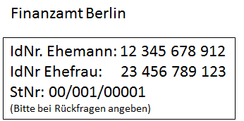 Die Steuer-Identifikationsnummer herausfinden: oben links auf dem Einkommensteuerbescheid