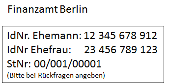 Die Steuer-Identifikationsnummer herausfinden: oben links auf dem Einkommensteuerbescheid 