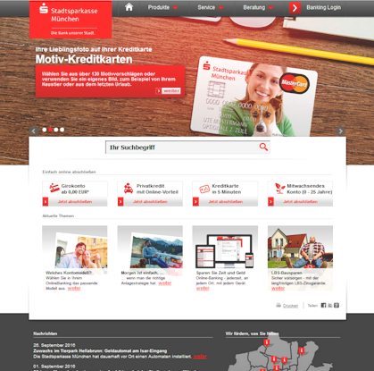 Der Webauftritt der Stadtsparkasse München