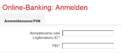  Das Login Feld zum Online-Banking der Sparkasse Eichsfeld