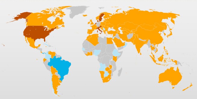 Kartenübersicht der Länder mit denen ein DBA besteht 