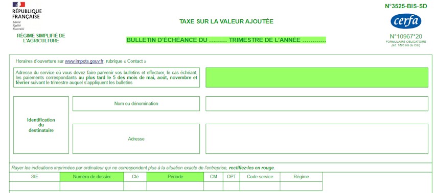 Frankreich Mehrwertsteuer Formular Erklärung